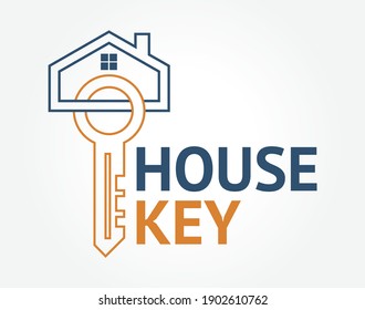 Abstract creative House key logo concept. Professional skilled key cutter sign.