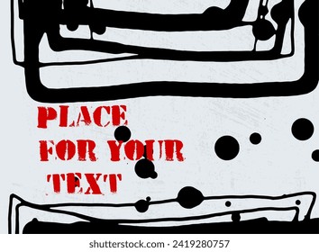 Abstract creative ink header. Hand Drawn textures made with ink. Vector illustration