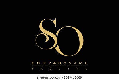 Então logotipo de joia criativa abstrata. Um logotipo elegante com iniciais de monograma dourado em uma tipografia elegante e moderna, perfeito para a marca