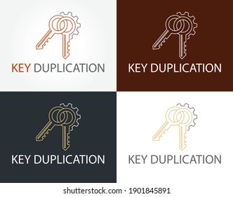 Abstract creative key duplication logo concept. Professional skilled key cutter sign.