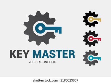 Abstract creative key duplication logo concept. Professional skilled key cutter sign.