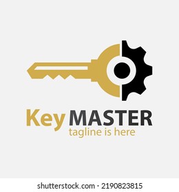 Abstract creative key duplication logo concept. Professional skilled key cutter sign.