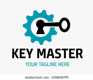 Abstract creative key duplication logo concept. Professional skilled key cutter sign.