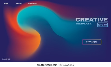 Abstract creative landing page, homepage website background template with gradient effect and vibrant colors vector eps 10