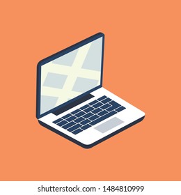 Abstract creative Laptop. Isolated mock up on background. Isometric 3D style 