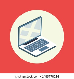 Abstract creative Laptop. Isolated mock up on background. Isometric 3D style