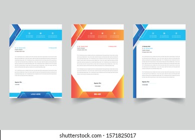 abstract creative latter head design set a4 size and unique shape colorful work theme style design work and layout with business modern theme