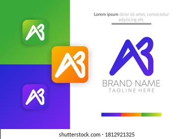 carta creativa abstracta ab vector de diseño de logotipo empresarial icónico conjunto. logotipo de letra ab. icono de interfaz de usuario de letra ab para la aplicación. diseño de logotipo de letra ab para negocios creativos