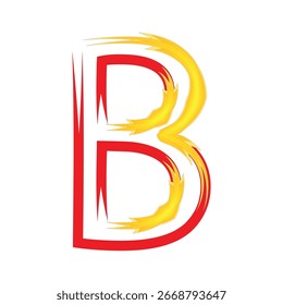 Abstract Creative Letter B Typography with Red and Yellow Artistic Effect
