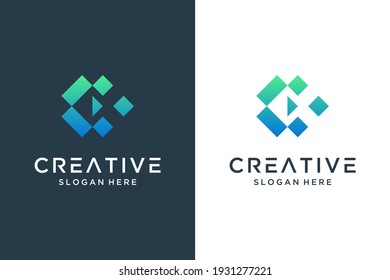 Abstract Creative Letter C Logo Design Technology