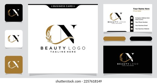 Abstract creative letter CN logo design vector with business card design