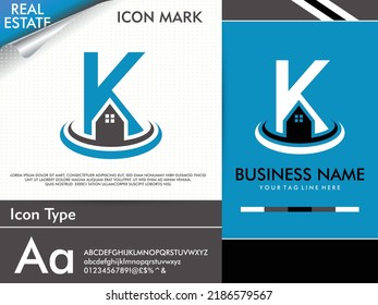 Abstract creative letter K and simple minimalist real estate logo