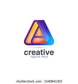 Abstract Creative Letter A Logo Design Template