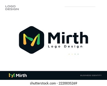 Abstract and Creative Letter M Logo Design with Yellow and Green Gradient Blend Style. Suitable for Business and Technology Logos