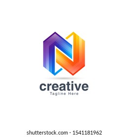 Abstract Creative Letter N Logo
