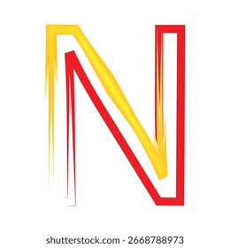 Abstract Creative Letter N Typography with Red and Yellow Artistic Effect