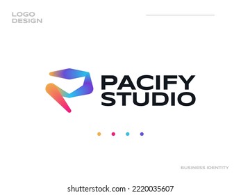 Resumen y diseño del logotipo de la letra creativa P con un estilo de mezcla colorido. Adecuado para Logos de Negocios y Tecnología
