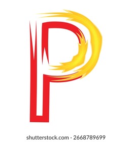 Abstract Creative Letter P Typography with Red and Yellow Artistic Effect