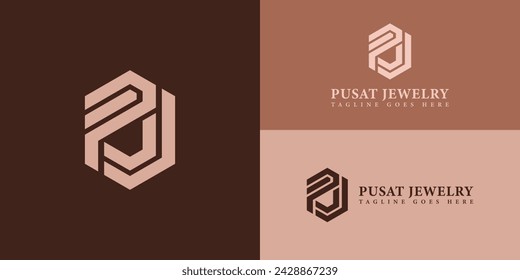Icono de diseño de logotipo de monograma PJ o JP en color dorado suave aislado en múltiples fondos marrones. Letra PJ en color gris aplicado para la plantilla de inspiración del logotipo del negocio de joyería