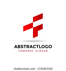 color rojo de la plantilla de diseño del logotipo TF de la letra creativa abstracta.