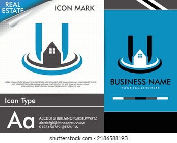 Abstract creative letter U and simple minimalist real estate logo
