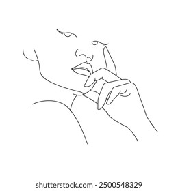 Abstract Creative Line Art Drawing of Elegant Female Portrait. Linear Minimalistic Artistic Template of Woman Face. Vector Illustration for Wall Art, Poster, Card, Flyer, Banner, Fashion Brochure, Pos