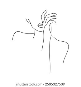Abstract Creative Line Art Drawing of Elegant Female Portrait. Linear Minimalistic Artistic Template of Woman Face. Vector Illustration for Wall Art, Poster, Card, Flyer, Banner, Fashion Brochure, Pos