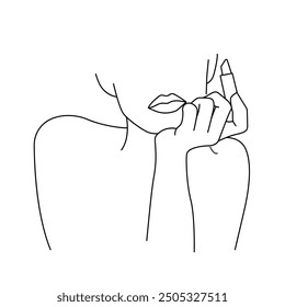 Abstract Creative Line Art Drawing of Elegant Female Portrait. Linear Minimalistic Artistic Template of Woman Face. Vector Illustration for Wall Art, Poster, Card, Flyer, Banner, Fashion Brochure, Pos