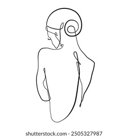 Dibujo Abstractas del arte de la línea creativa de la silueta femenina elegante. Plantilla artística minimalista lineal de la espalda de la mujer. Ilustración vectorial para el arte de la pared, cartel, tarjeta, volante, Anuncio, diseño de moda