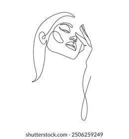 Abstract Creative Line Art Drawing of Elegant Female Portrait. Linear Minimalistic Artistic Template of Woman Face. Vector Illustration for Wall Art, Poster, Card, Flyer, Banner, Fashion Brochure, Pos