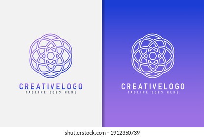 Resumen Diseño De Logotipos Creativos Basado En Líneas Circulares. Símbolo de líneas geométricas coloridas. Ilustración del logotipo del vector.