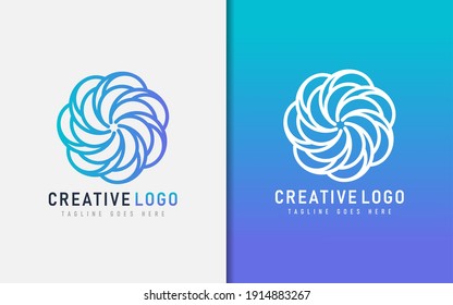 Abstract Creative Logo Design Based From Circular Round Lines. Geometric Colorful Lines Symbol. Vector Logo Illustration.