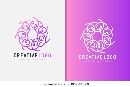 Abstract Creative Logo Design Based From Circular Round Lines. Geometric Colorful Lines Symbol. Vector Logo Illustration.