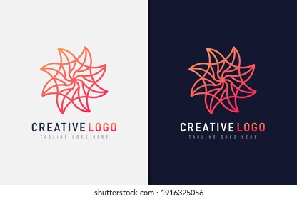 Resumen Diseño De Logotipos Creativos Basado En Líneas Geométricas Y Coloridas. Ilustración del logotipo del vector.