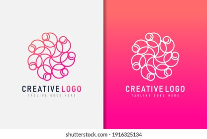 Abstract Creative Logo Design Based From Geometric Colorful Lines. Vector Logo Illustration.