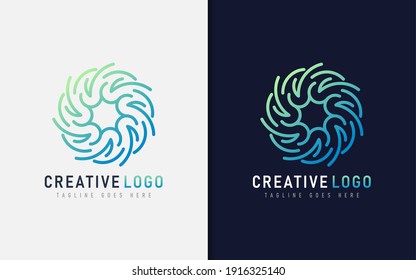 Resumen Diseño De Logotipos Creativos Basado En Líneas Geométricas Y Coloridas. Ilustración del logotipo del vector.