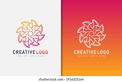 Abstract Creative Logo Design Based From Geometric Colorful Lines. Vector Logo Illustration.