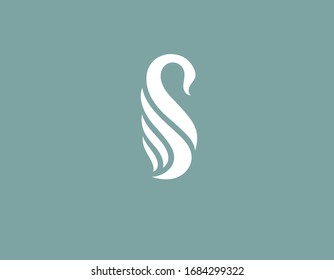 Abstract creative logo icon image of a white swan bird for your company