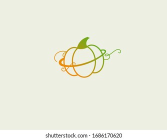 Abstract creative logo icon pumpkin orange and green for your company