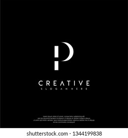 abstract creative logo letter P in shadow shape design concept