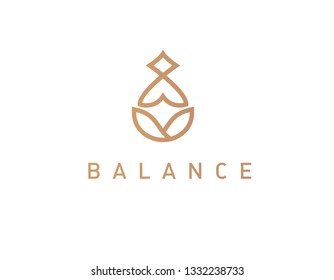 Abstract creative logo linear icon yoga person chinese practice