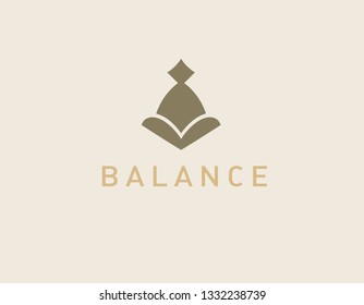 Abstract creative logo linear icon yoga person chinese practice