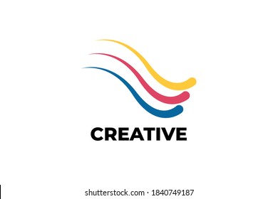 plantilla de logotipo creativo abstracto para negocios creativos, agencia digital, estudio de arte, multimedia, publicidad, escuela de arte, educación