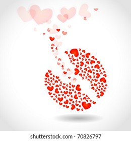 Abstract creative love idea head created with little hearts