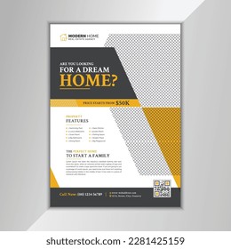 Abstract Creative Marketing Real Estate Flyer, Poster, Leaflet Template Vector Design Sample, Example for Advertising