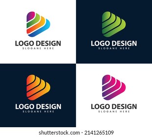 Resumen del logotipo del botón de reproducción de medios creativos