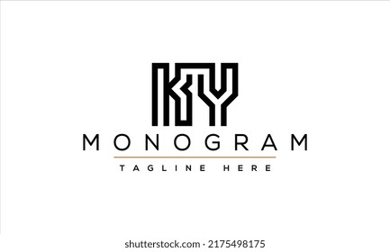 Abstract creative minimal and unique alphabet letter icon logo KY
