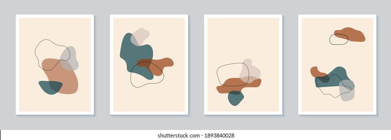 Abstract creative minimalist artistic hand drawing poster collection. Trendy composition for wall decoration. Postcard or brochure design. Vector illustration