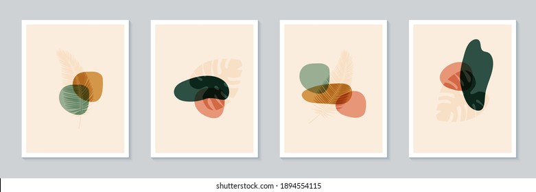 Abstract creative minimalist artistic hand drawing poster collection. Trendy composition for wall decoration. Postcard or brochure design. Vector illustration