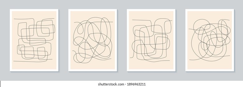 Abstract creative minimalist artistic hand drawing poster collection. Trendy composition for wall decoration. Postcard or brochure design. Vector illustration